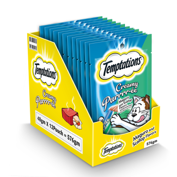Temptations Creamy Purrrr-ée, Maguro & Scallop Flavour 576g, Pack of 12